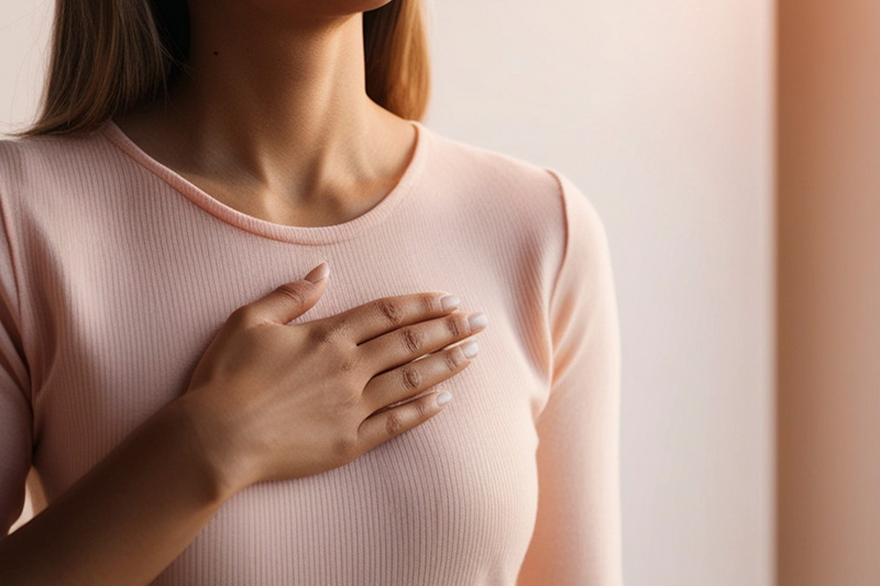 Frau mit Hand auf dem Herzen